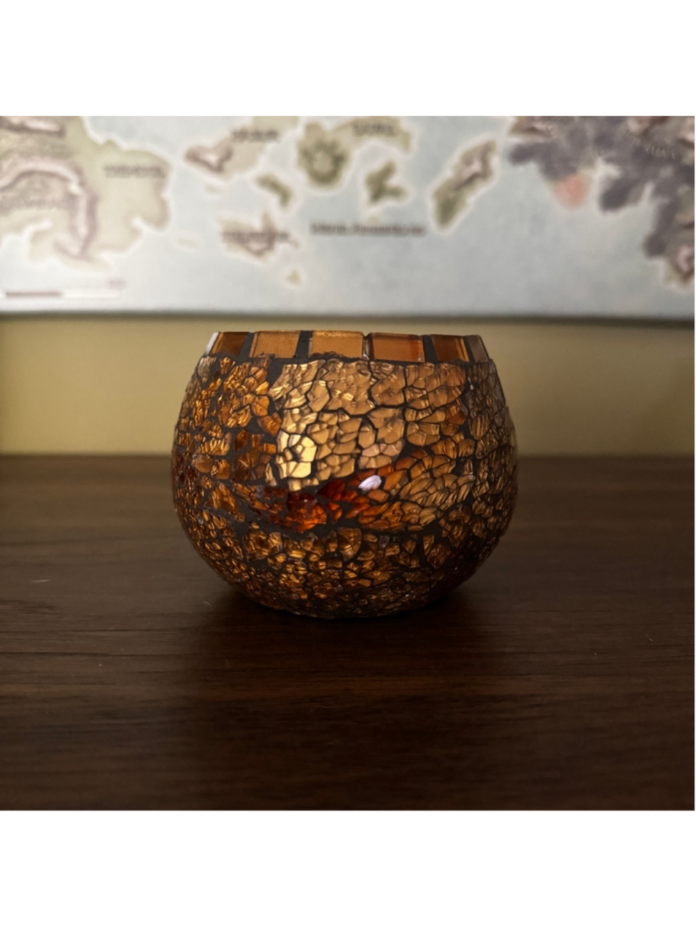 Amber Mosaic Glass Votive Candle Holder | Tuscan Mom Decor